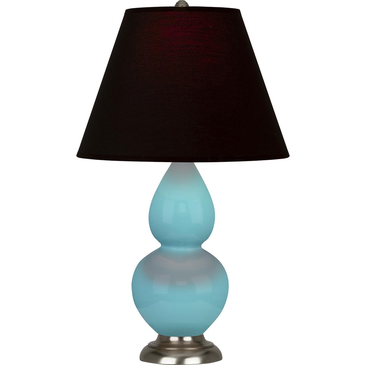 Robert Abbey 1761K Small Double Gourd 22.75 inch 150 watt Egg Blue Glazed Ceramic with Antique Silver Accent Lamp Portable Light in Ink Black with Ros