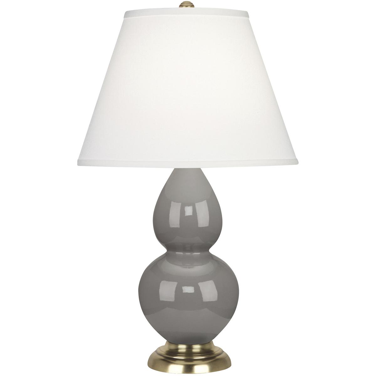 Robert Abbey 1768X Small Double Gourd 22.75 inch 150 watt Smokey Taupe Glazed Ceramic Accent Lamp Portable Light in Smoky Taupe, Pearl Dupioni