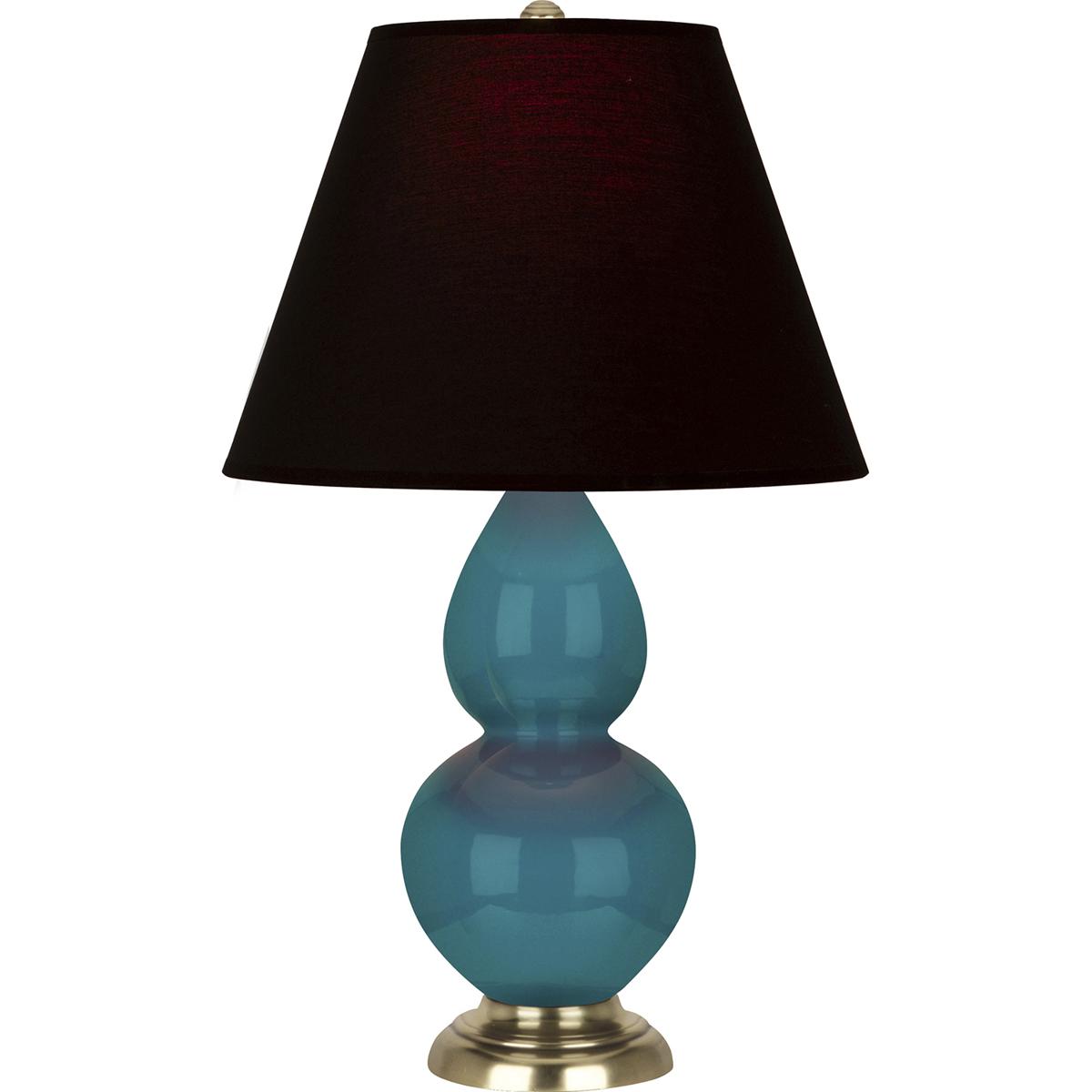 Robert Abbey 1771K Small Double Gourd 22.75 inch 150 watt Peacock Glazed Ceramic with Antique Natural Brass Accent Lamp Portable Light in Ink Black wi