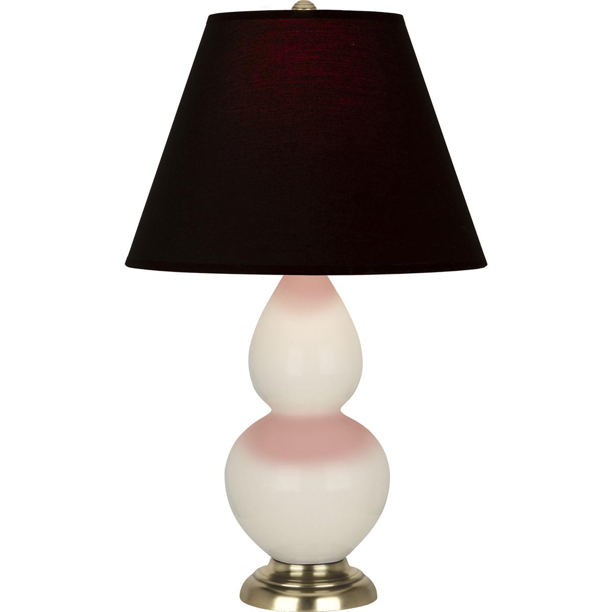 Robert Abbey 1774K Small Double Gourd 22.75 inch 150 watt Bone Glazed Ceramic with Antique Natural Brass Accent Lamp Portable Light in Ink Black with