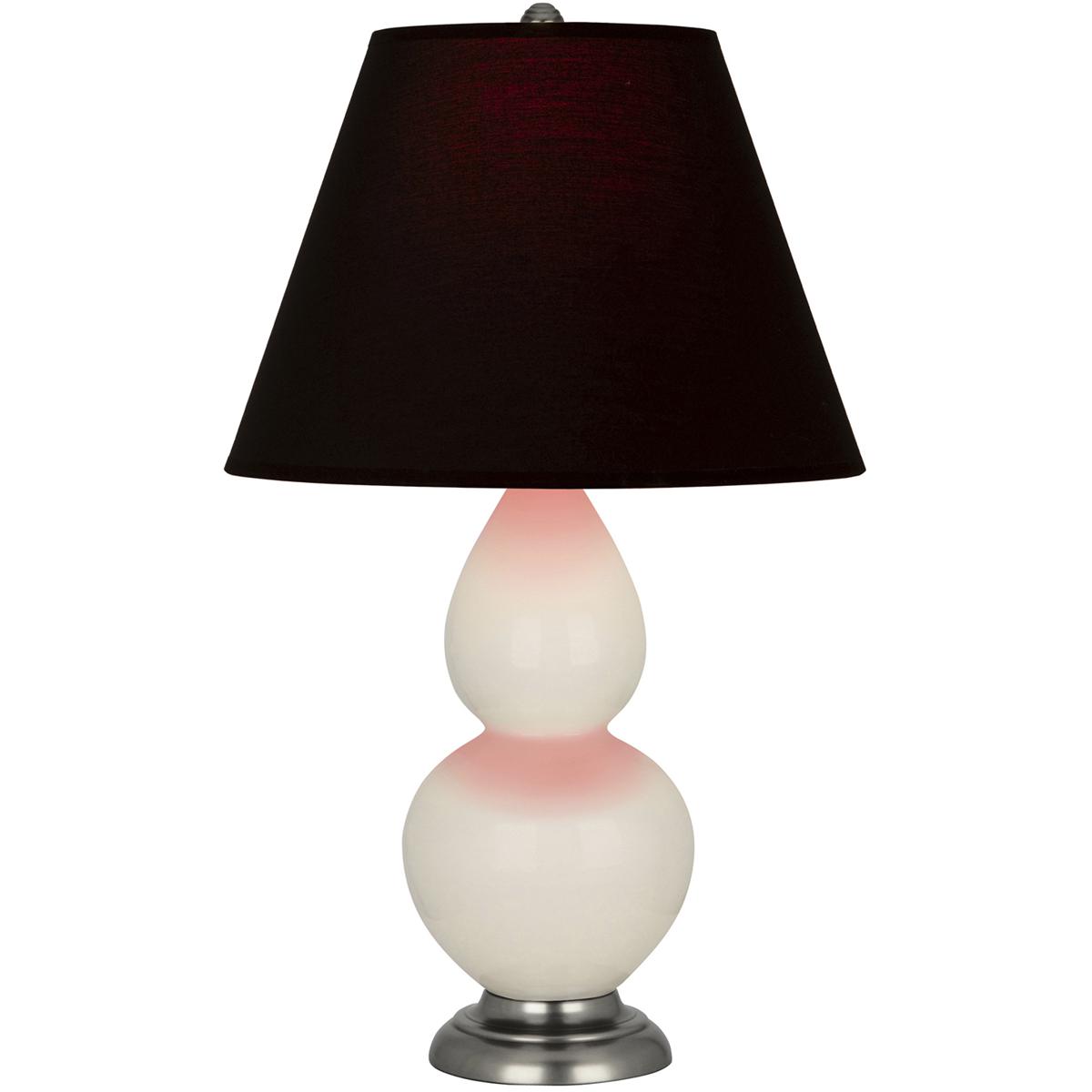 Robert Abbey 1776K Small Double Gourd 22.75 inch 150 watt Bone Glazed Ceramic with Antique Silver Accent Lamp Portable Light in Ink Black with Rose Re
