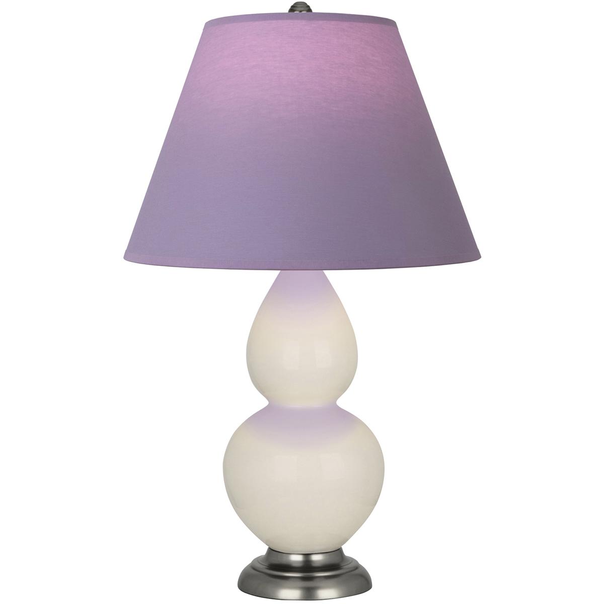 Robert Abbey 1776L Small Double Gourd 22.75 inch 150 watt Bone Glazed Ceramic with Antique Silver Accent Lamp Portable Light in Lavender with Plum