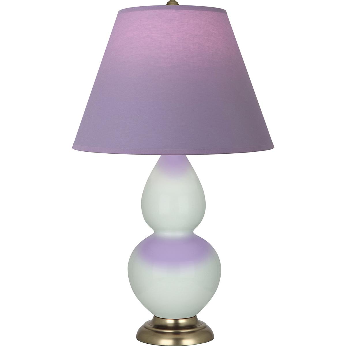 Robert Abbey 1786L Small Double Gourd 22.75 inch 150 watt Celadon Glazed Ceramic with Antique Natural Brass Accent Lamp Portable Light in Lavender wit