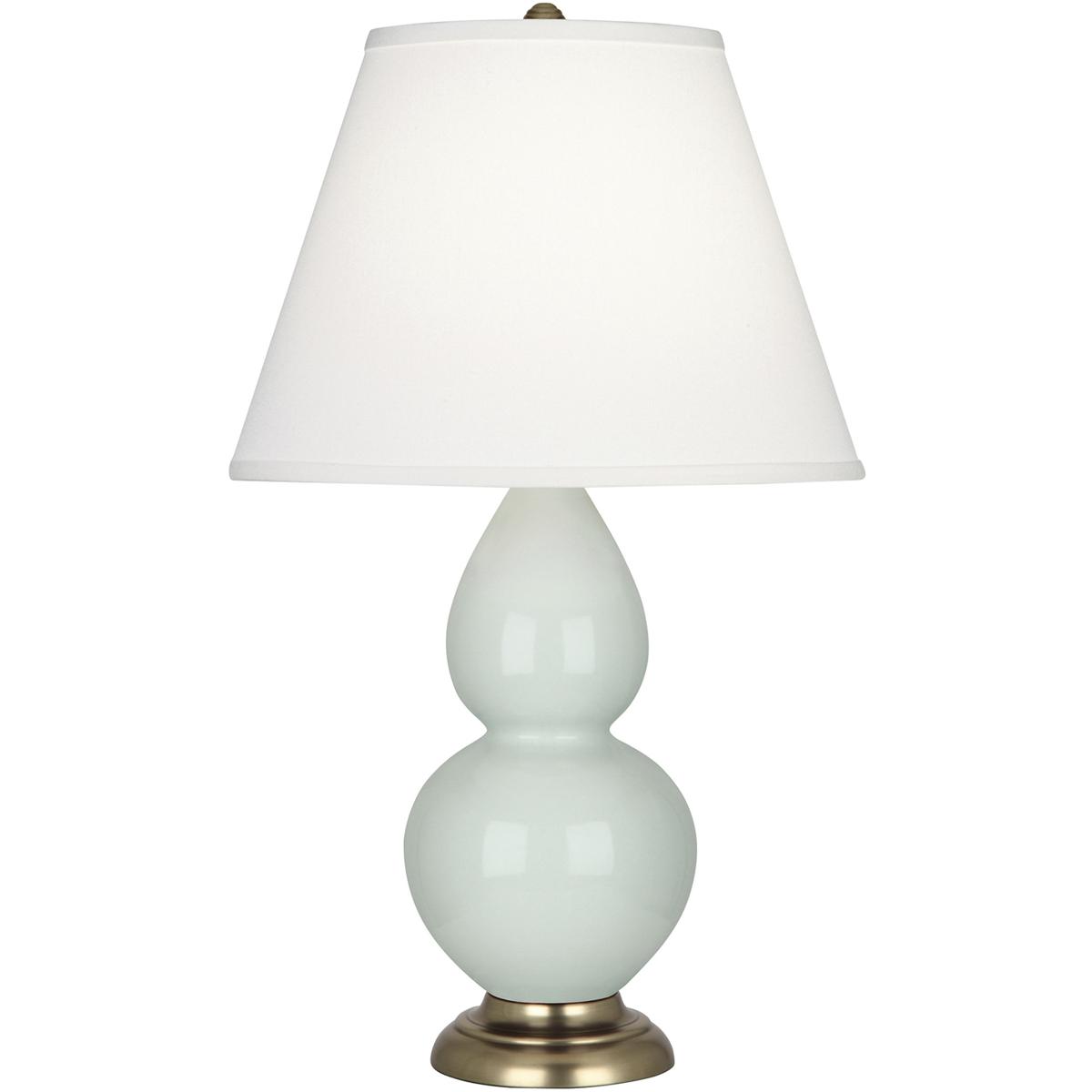 Robert Abbey 1786X Small Double Gourd 22.75 inch 150 watt Celadon Glazed Ceramic with Antique Natural Brass Accent Lamp Portable Light in Pearl Dupion
