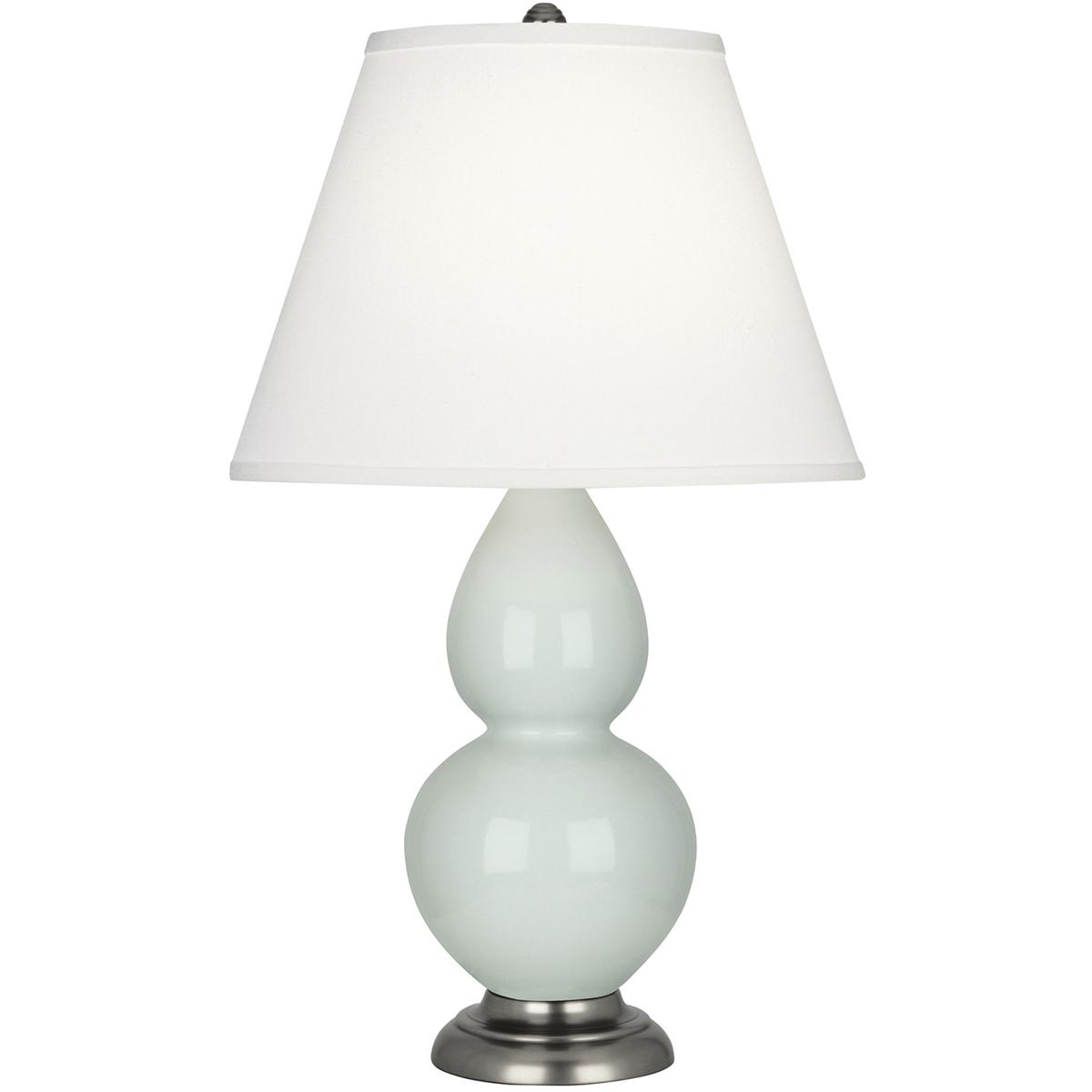 Robert Abbey 1788X Small Double Gourd 22.75 inch 150 watt Celadon Glazed Ceramic with Antique Silver Accent Lamp Portable Light in Pearl Dupioni