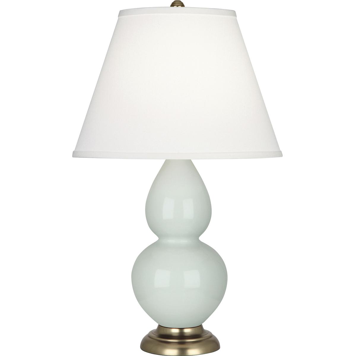 Robert Abbey 1789X Double Gourd 31 inch 150 watt Celadon Glazed Ceramic with Antique Brass Accents Table Lamp Portable Light in Pearl Dupioni