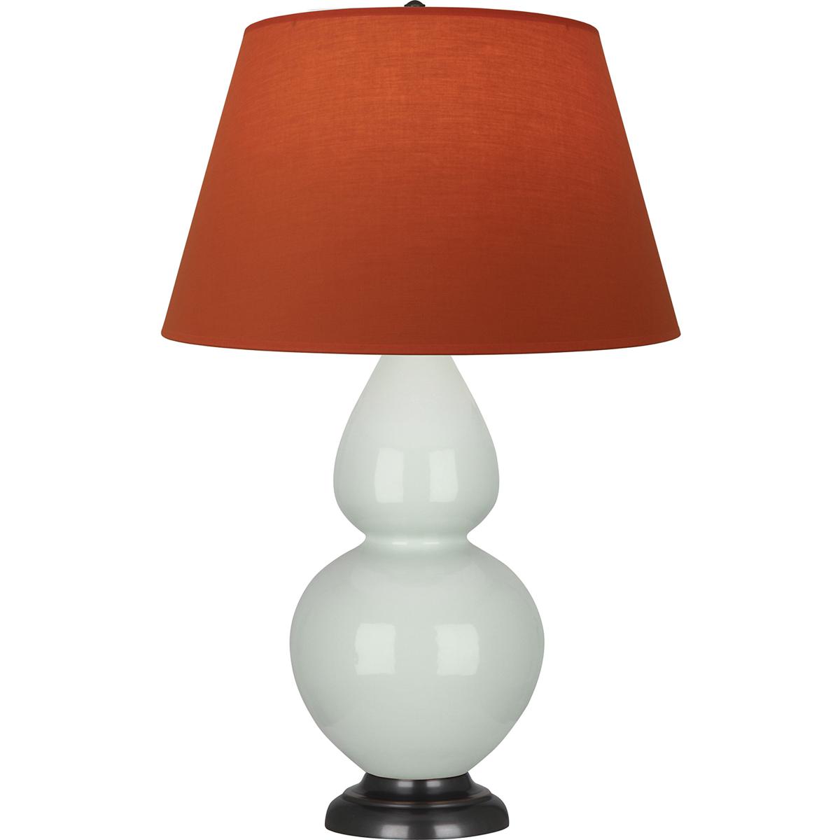 Robert Abbey 1790T Double Gourd 31 inch 150 watt Celadon Glazed Ceramic with Deep Patina Bronze Accents Table Lamp Portable Light in Tangerine with Ta
