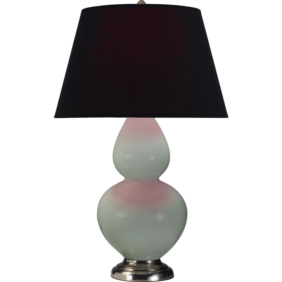 Robert Abbey 1791K Double Gourd 31 inch 150 watt Celadon Glazed Ceramic with Antique Silver Table Lamp Portable Light in Ink Black with Rose Red