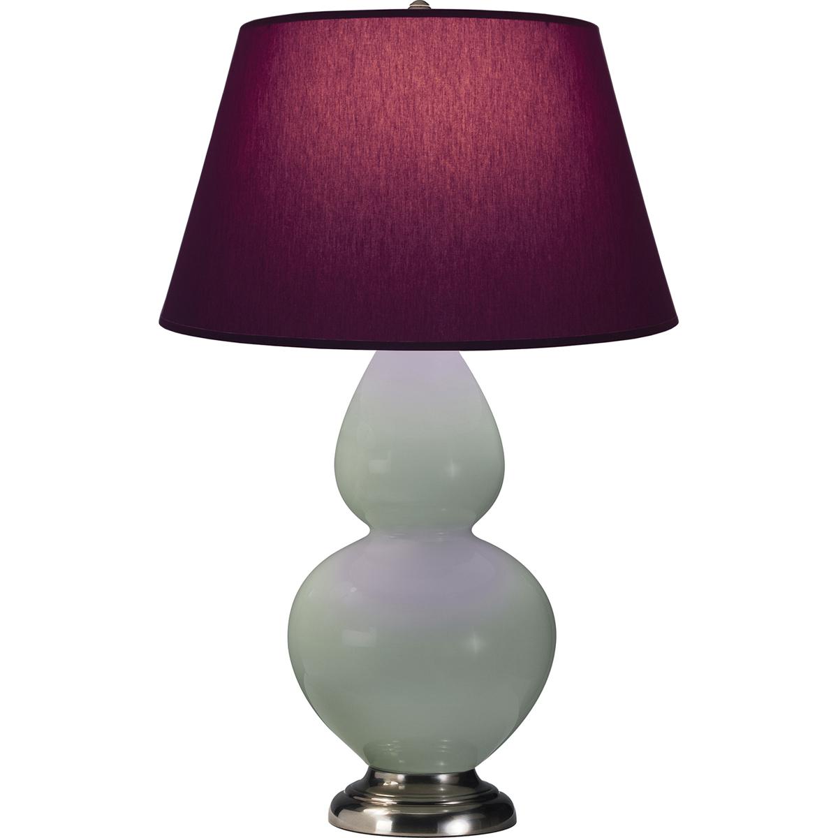 Robert Abbey 1791P Double Gourd 31 inch 150 watt Celadon Glazed Ceramic with Antique Silver Table Lamp Portable Light in Plum with Lavender