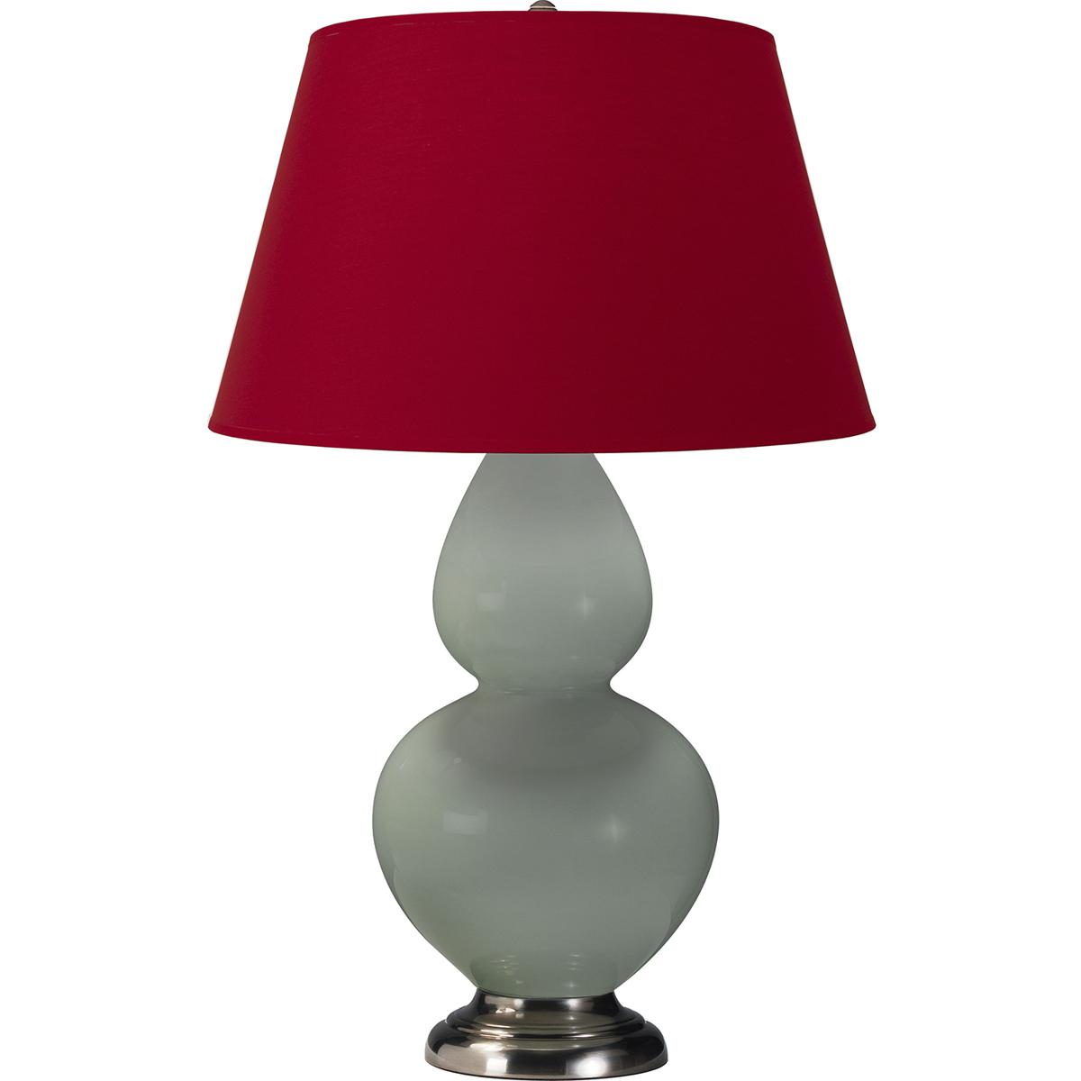 Robert Abbey 1791R Double Gourd 31 inch 150 watt Celadon Glazed Ceramic with Antique Silver Table Lamp Portable Light in Rose Red with Ink Black