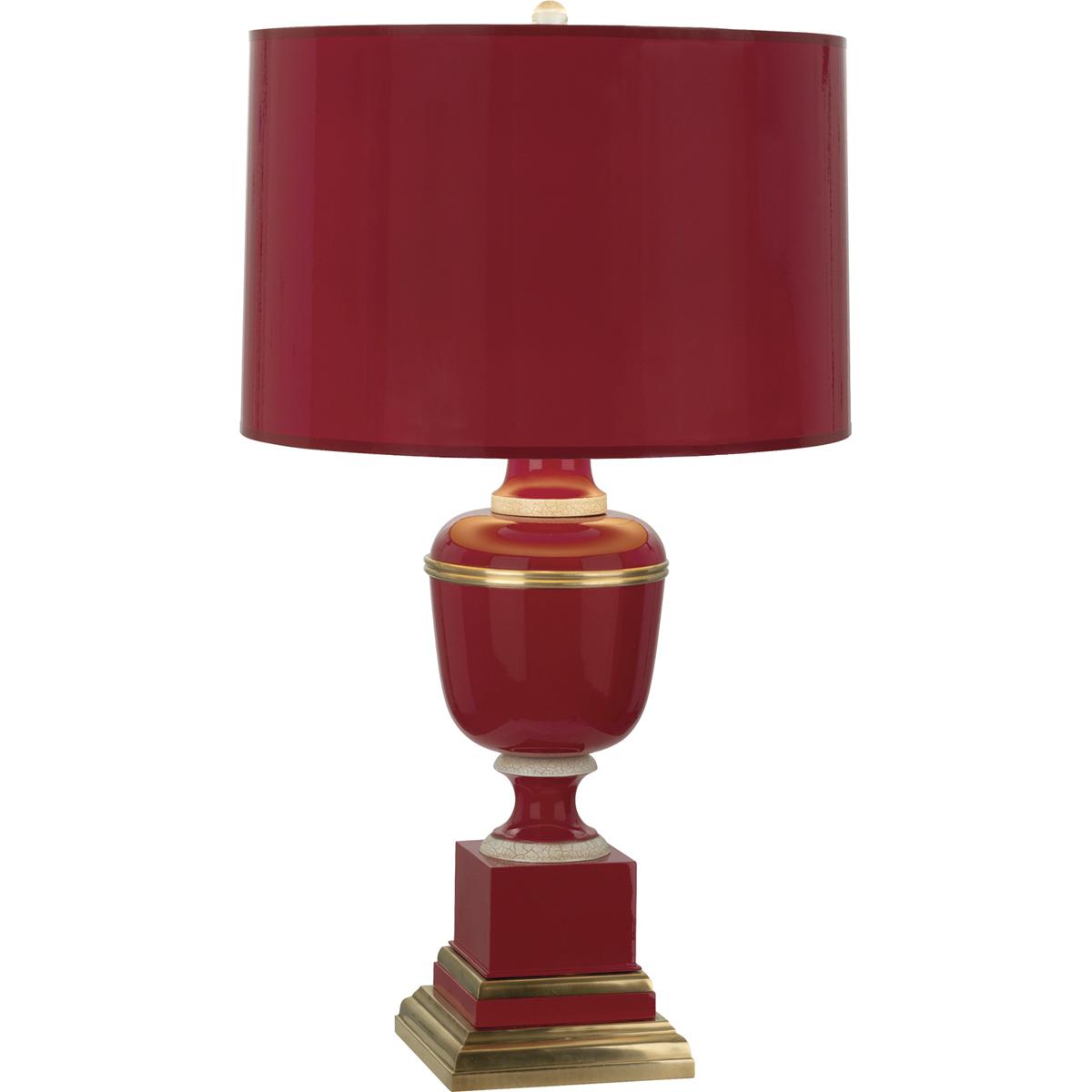 2501 Annika Table Lamp, Red Lacquered Paint with Natural Brass & Ivory Crackle Accents - 29.5 x 6.88 in.