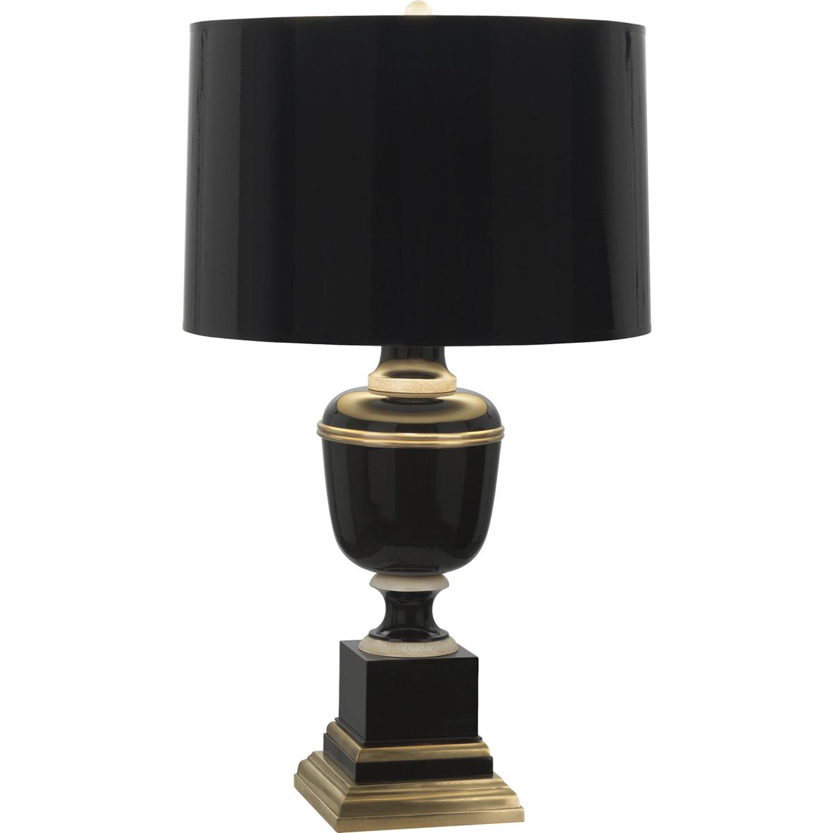 2503 Annika Table Lamp, Black Lacquered Paint with Natural Brass & Ivory Crackle Accents - 29.5 x 6.88 in.