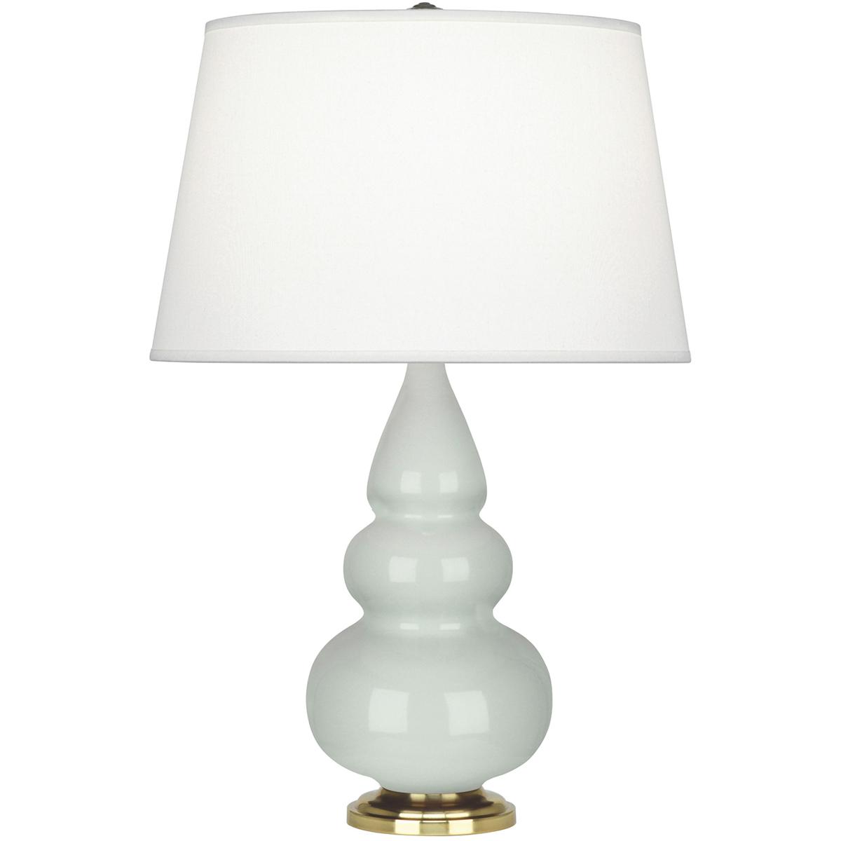256X Celadon Small Triple Gourd Accent Lamp, Celadon Glazed Ceramic with Antique Natural Brassed Accents - 24.38 x 7.25 in.