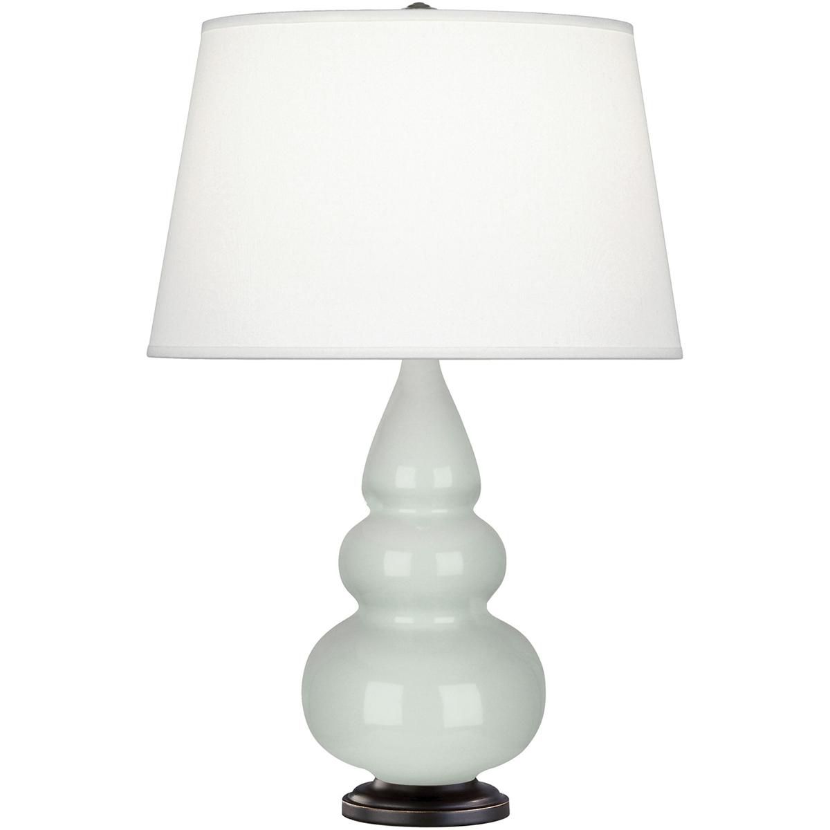 257X Celadon Small Triple Gourd Accent Lamp, Celadon Glazed Ceramic with Deep Patina Bronzeed Accents - 24.38 x 7.25 in.