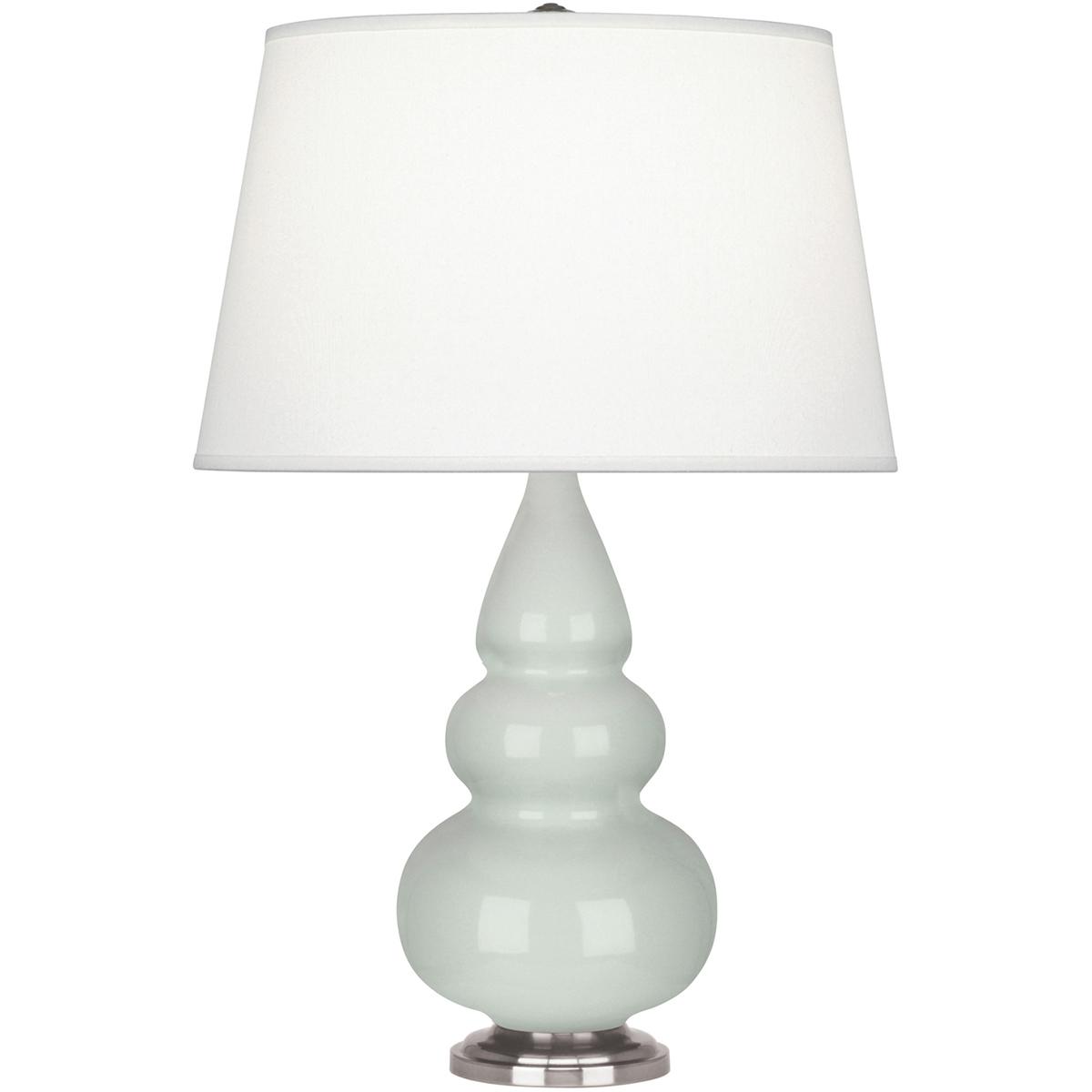 258X Celadon Small Triple Gourd Accent Lamp, Celadon Glazed Ceramic with Antique Silvered Accents - 24.38 x 7.25 in.