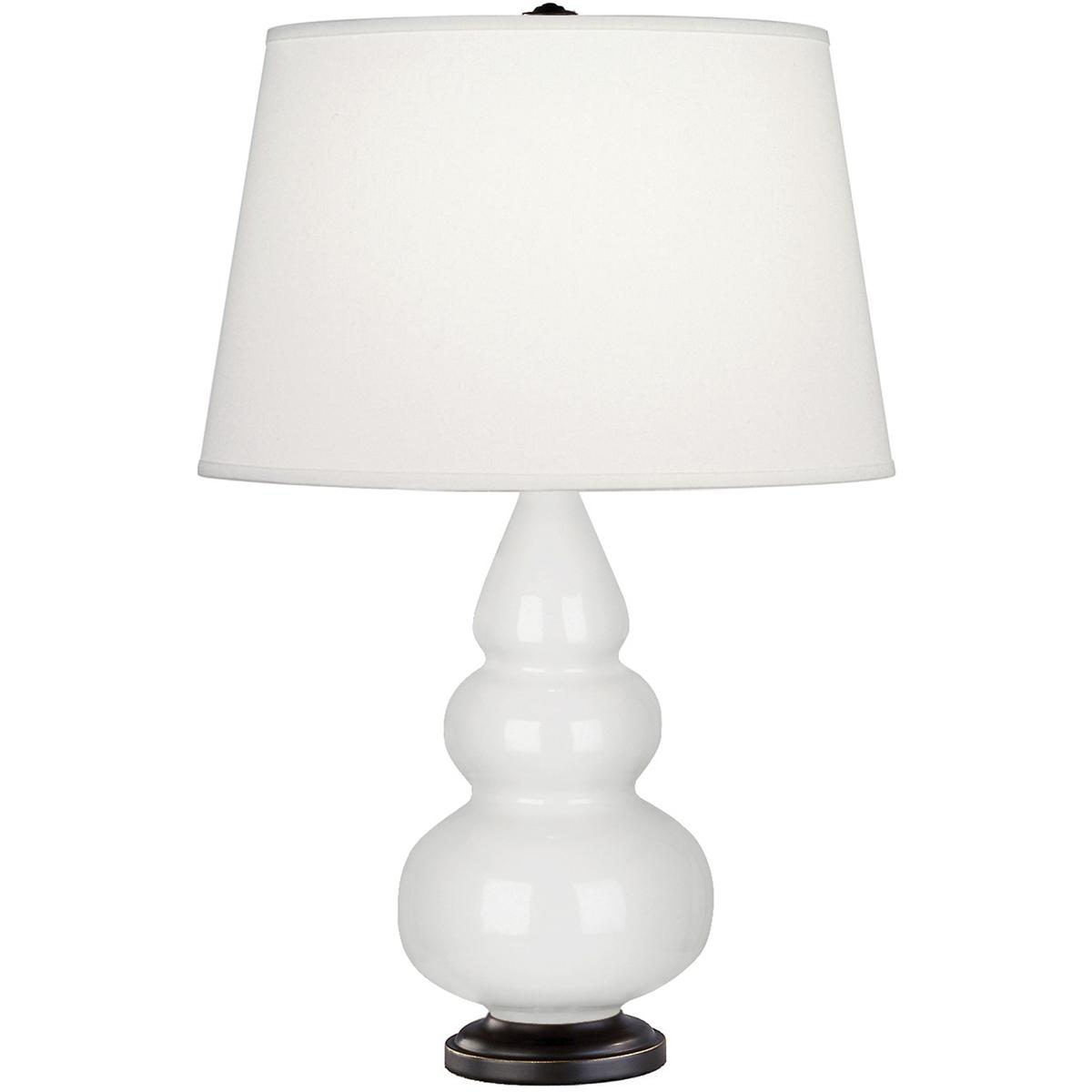 261X Lily Small Triple Gourd Accent Lamp, Lily Glazed Ceramic with Deep Patina Bronzeed Accents - 24.38 x 7.25 in.