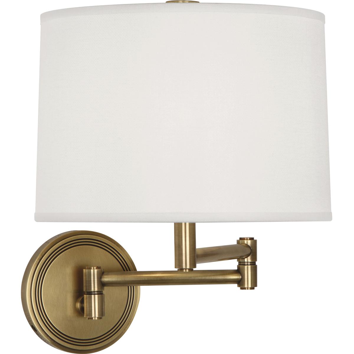 Lighting New York R-2824 Robert Abbey Sofia 12 inch 100 watt Antique Brass Wall Swinger Wall Light in White Linen 2824 - Open Box
