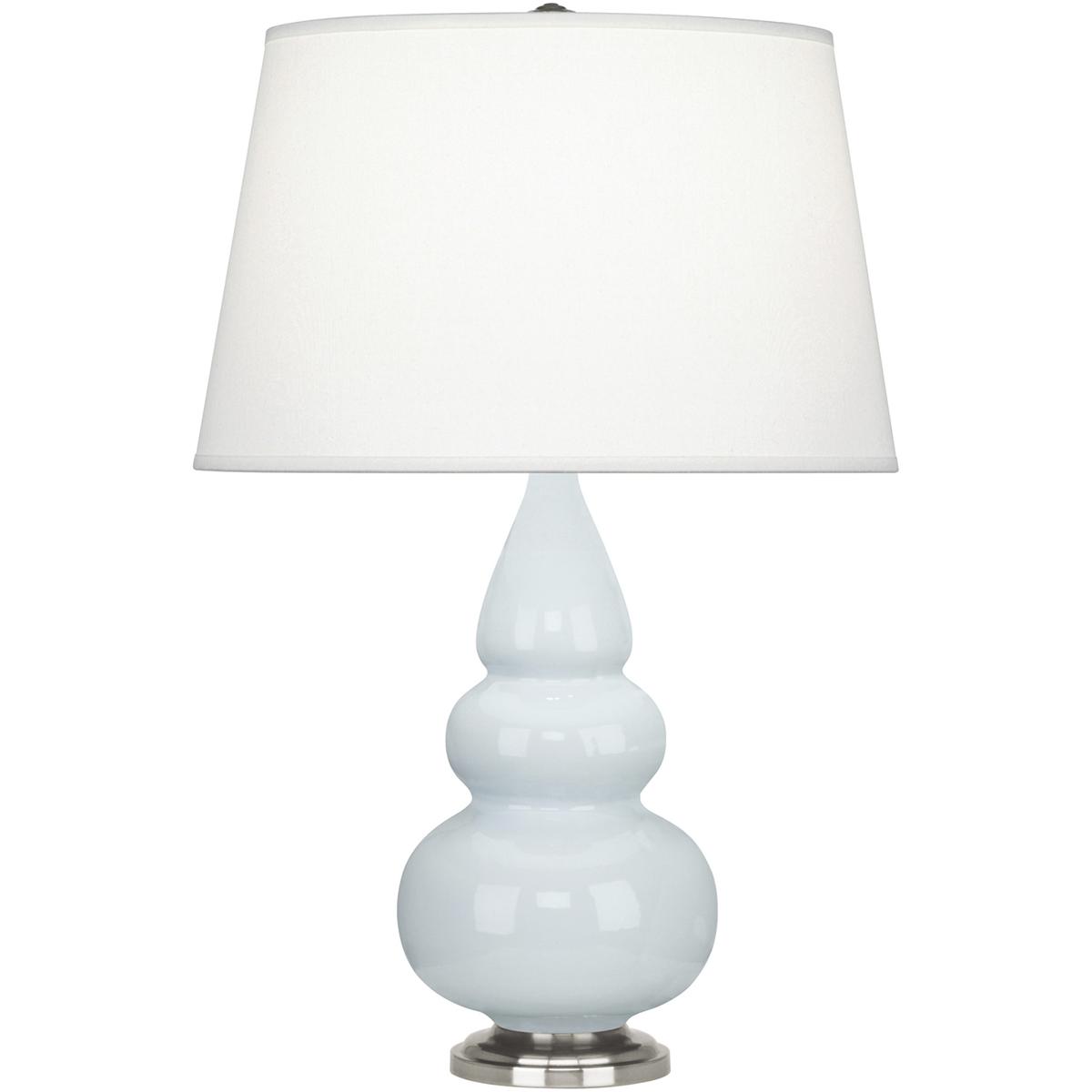 291X Baby Blue Small Triple Gourd Accent Lamp, Baby Blue Glazed Ceramic with Antique Silvered Accents - 24.38 x 7.25 in.