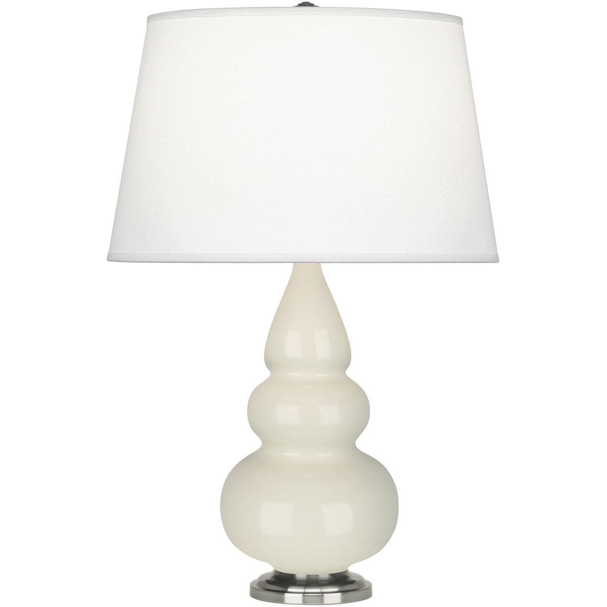 294X Bone Small Triple Gourd Accent Lamp, Bone Glazed Ceramic with Antique Silvered Accents - 24.38 x 7.25 in.