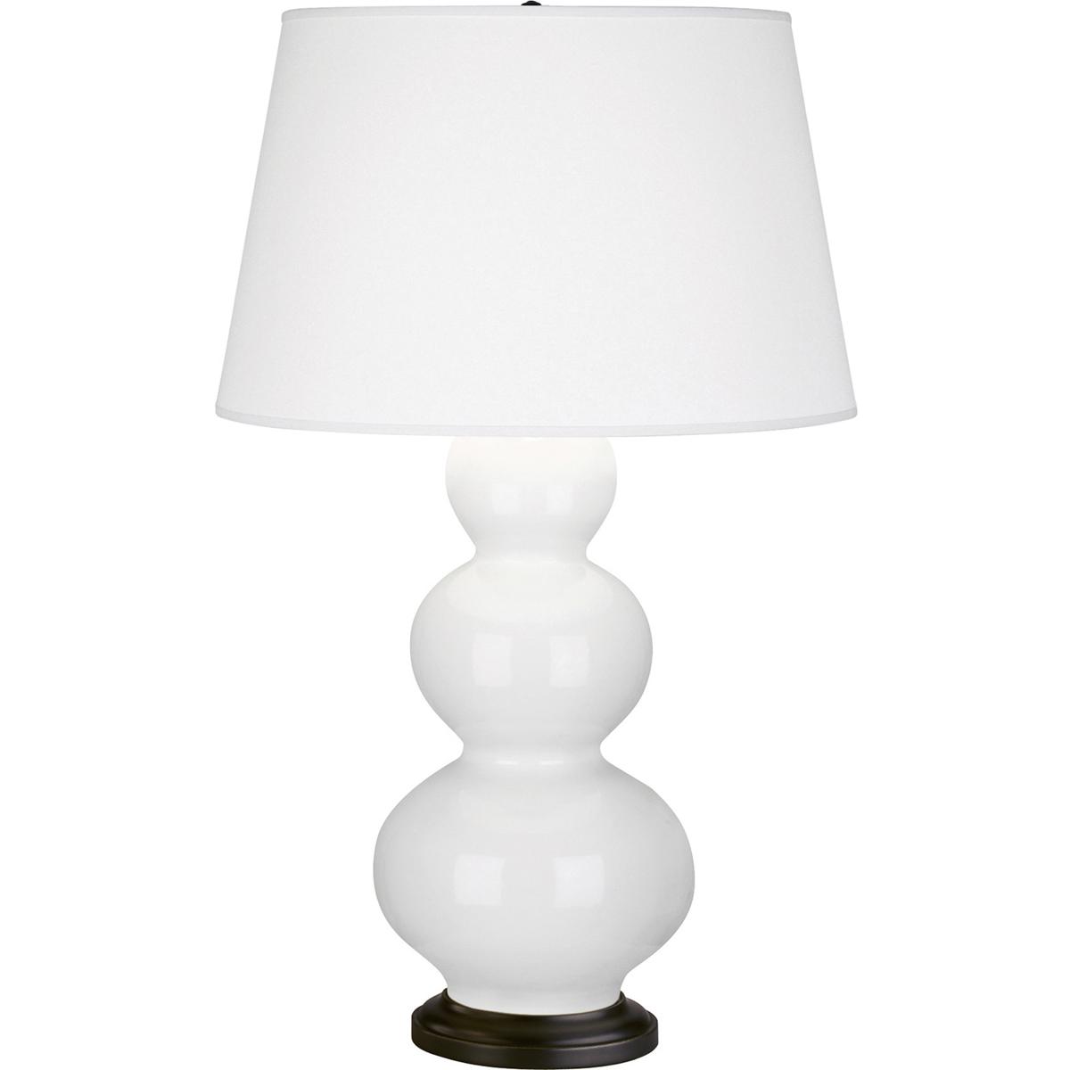 331X Lily Triple Gourd Table Lamp, Lily Glazed Ceramic with Deep Patina Bronzeed Accents - 32.75 x 10 in.
