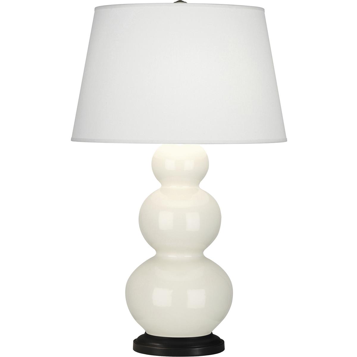 344X Bone Triple Gourd Table Lamp, Bone Glazed Ceramic with Deep Patina Bronzeed Accents - 32.75 x 10 in.