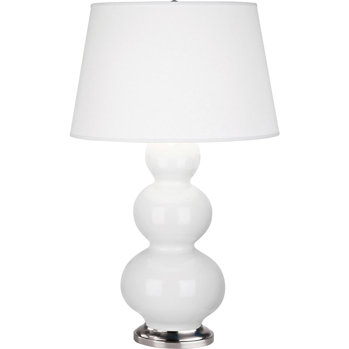 351X Lily Triple Gourd Table Lamp, Lily Glazed Ceramic with Antique Silvered Accents - 32.75 x 10 in.