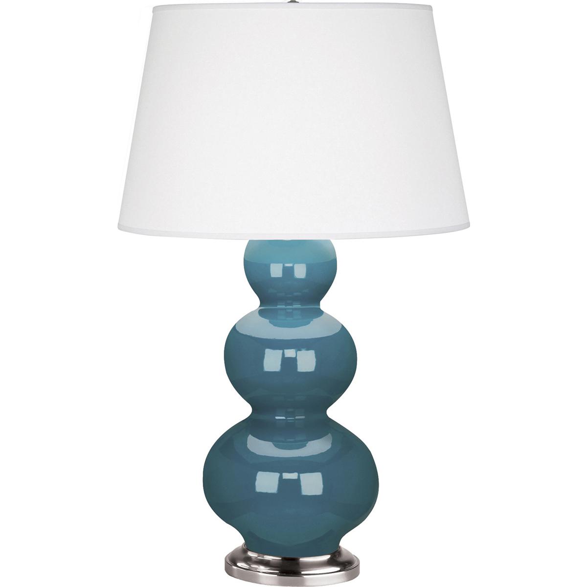 363X Peacock Triple Gourd Table Lamp, Peacock Glazed Ceramic with Antique Silvered Accents - 32.75 x 10 in.