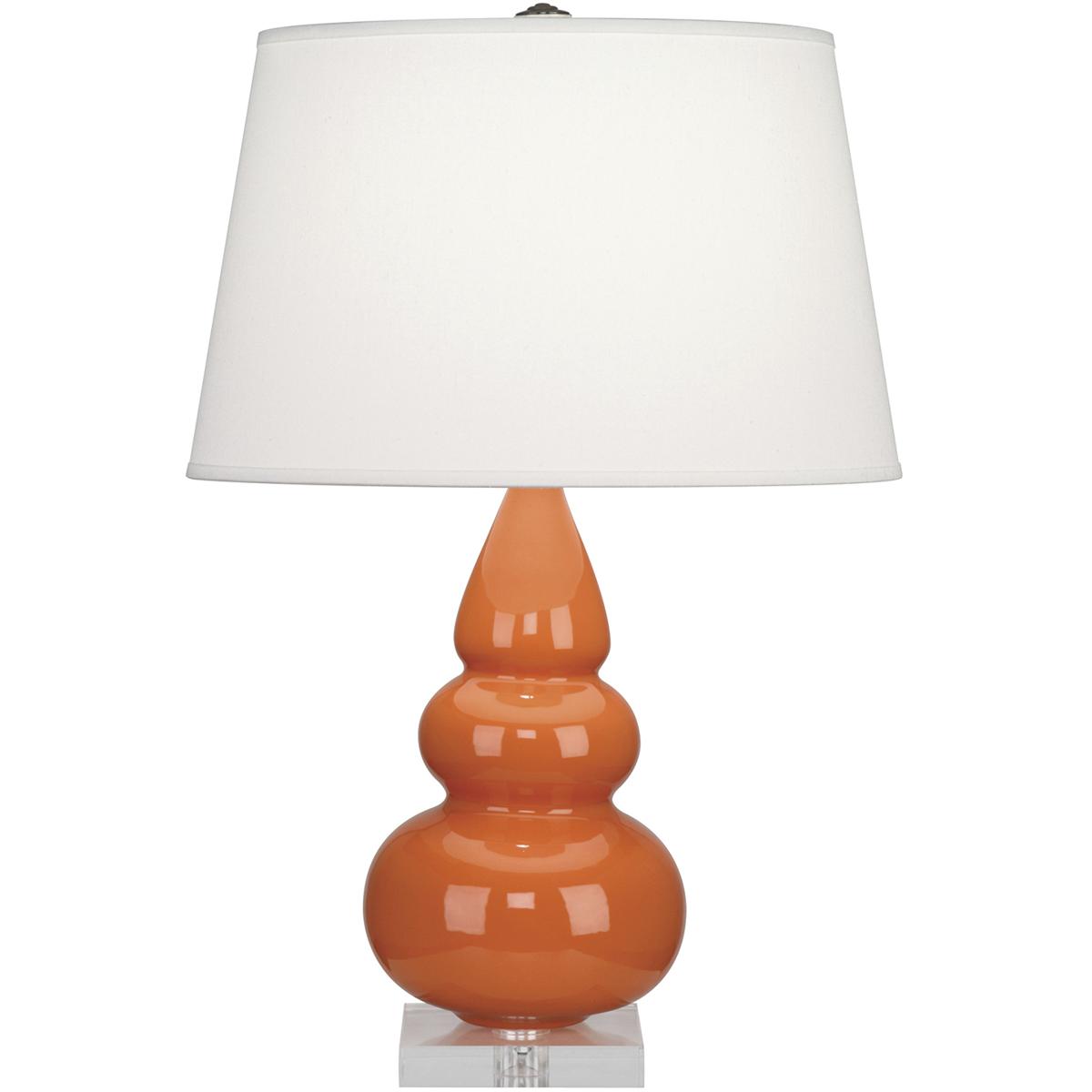 A282X Pumpkin Small Triple Gourd Accent Lamp, Pumpkin Glazed Ceramic with Lucite Base - 24 x 7.25 in.