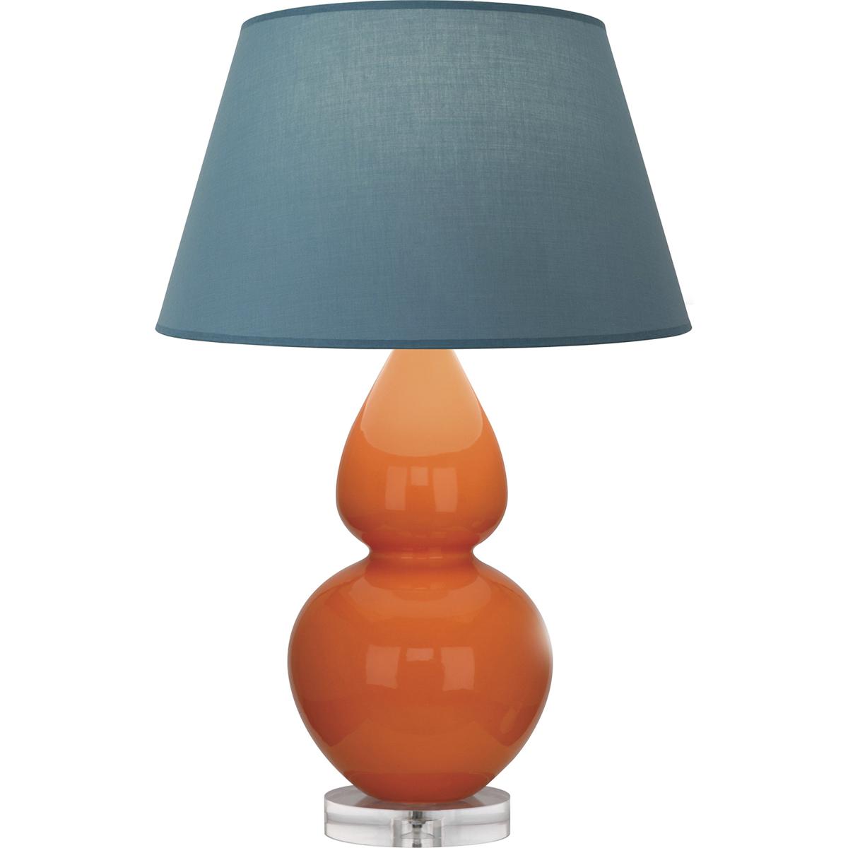 Robert Abbey A675B Double Gourd 30 inch 150 watt Pumpkin Glazed Ceramic with Lucite Base Table Lamp Portable Light in Bright Blue with Gray