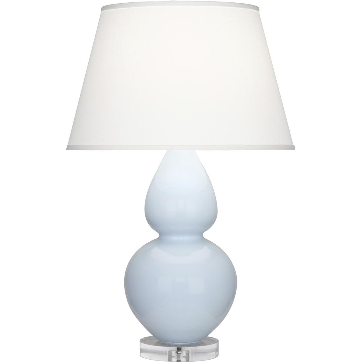 Lighting New York A676X Robert Abbey Double Gourd 30 inch 150 watt Baby Blue with Lucite Table Lamp Portable Light in Pearl Dupioni A676X - Open Box