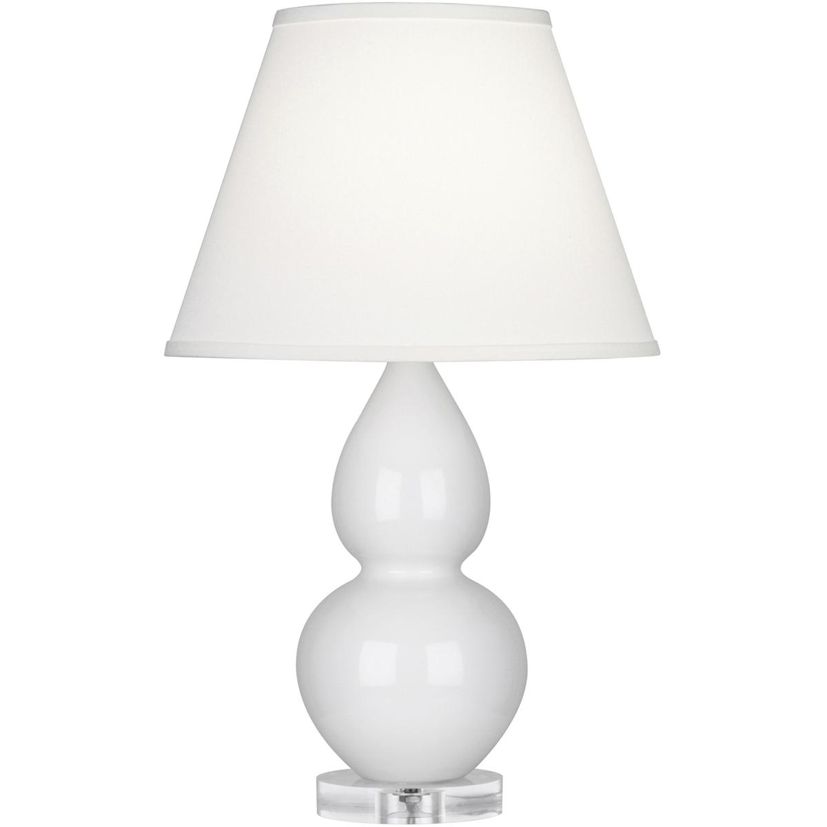 Robert Abbey A690X Small Double Gourd 22 inch 150 watt Lily Glazed Ceramic with Lucite Base Accent Lamp Portable Light in Pearl Dupioni