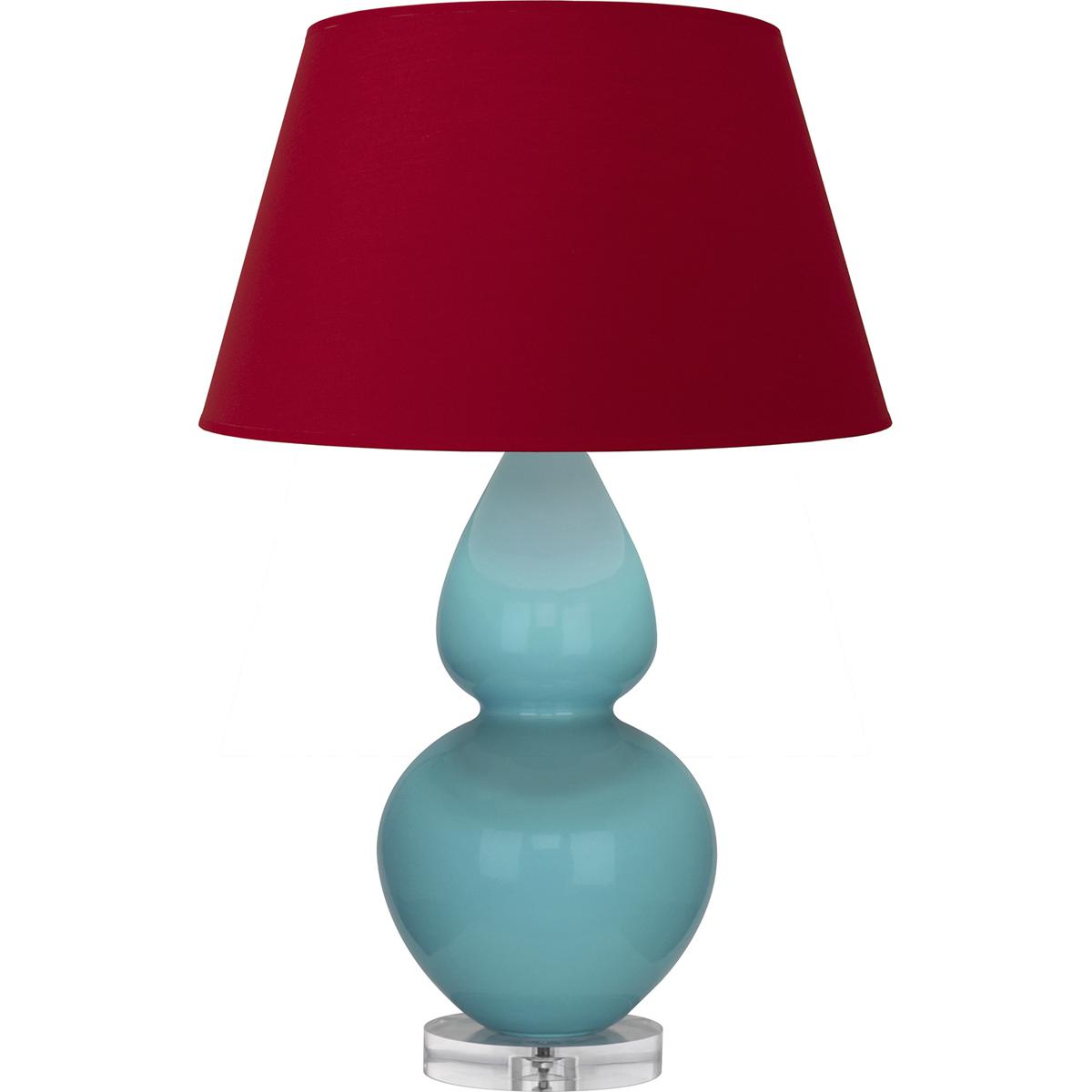 Robert Abbey A741R Double Gourd 30 inch 150 watt Egg Blue Glazed Ceramic with Lucite Base Table Lamp Portable Light in Rose Red with Ink Black