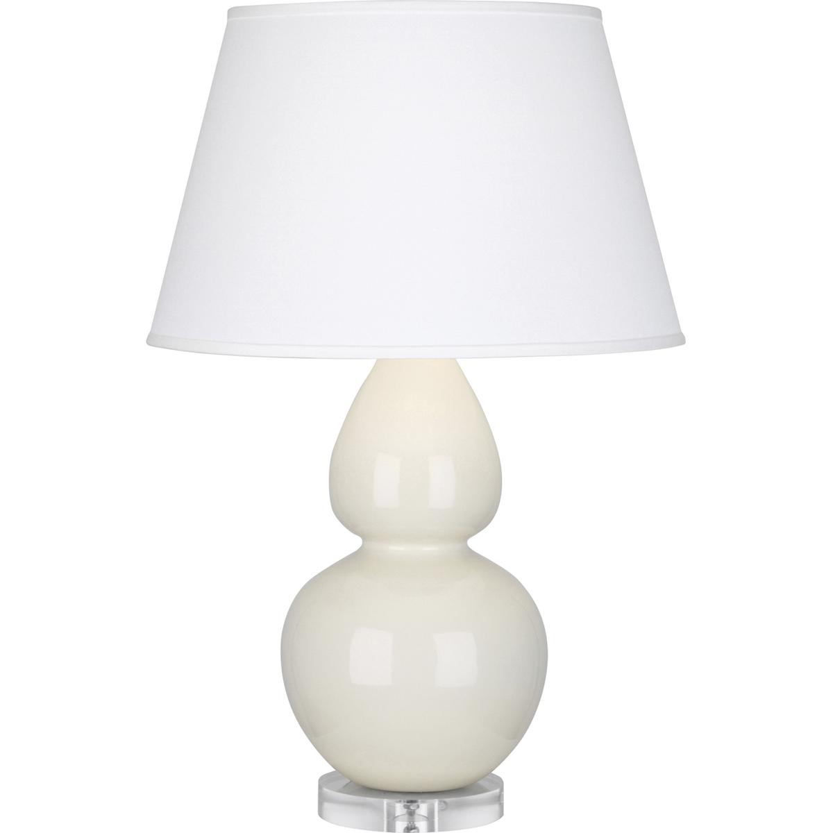 Robert Abbey A756X Double Gourd 30 inch 150 watt Bone Glazed Ceramic with Lucite Base Table Lamp Portable Light in Pearl Dupioni