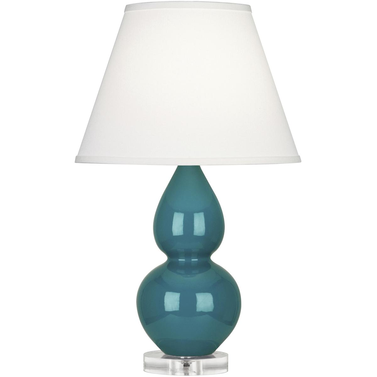 Robert Abbey A773X Small Double Gourd 22 inch 150 watt Peacock Glazed Ceramic with Lucite Base Accent Lamp Portable Light in Pearl Dupioni