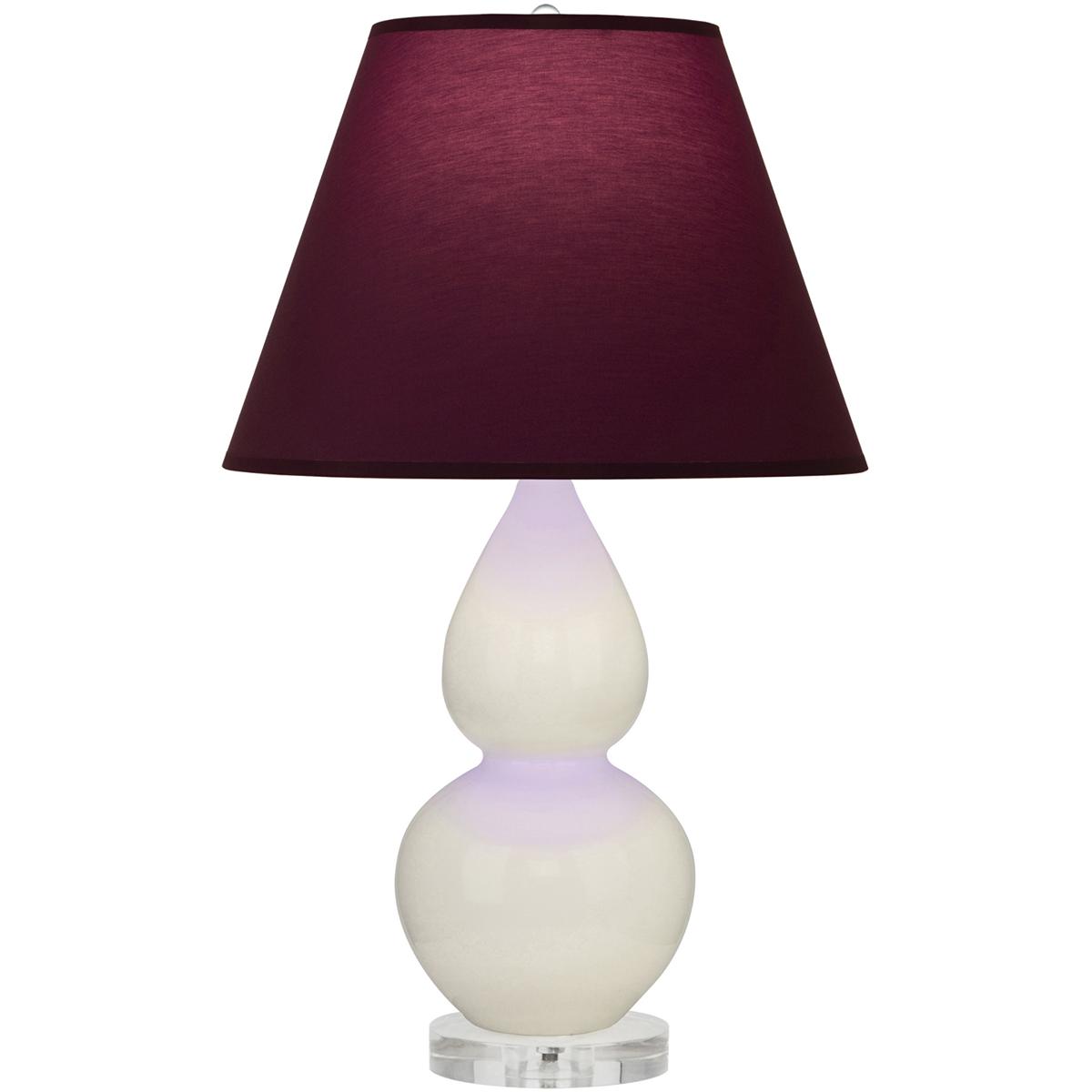 Robert Abbey A776P Small Double Gourd 22 inch 150 watt Bone Glazed Ceramic with Lucite Base Accent Lamp Portable Light in Plum with Lavender