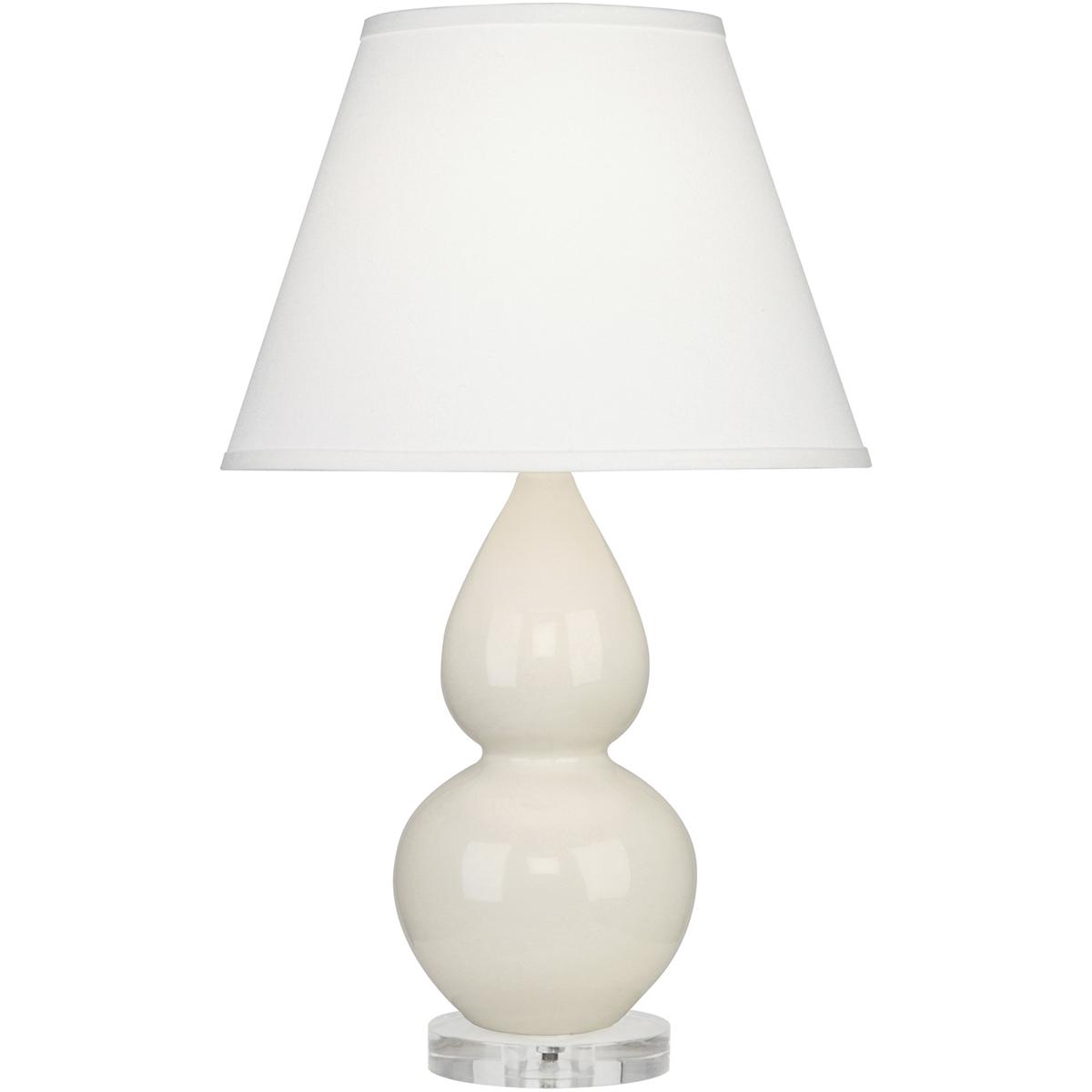Robert Abbey A776X Small Double Gourd 22 inch 150 watt Bone Glazed Ceramic with Lucite Base Accent Lamp Portable Light in Pearl Dupioni