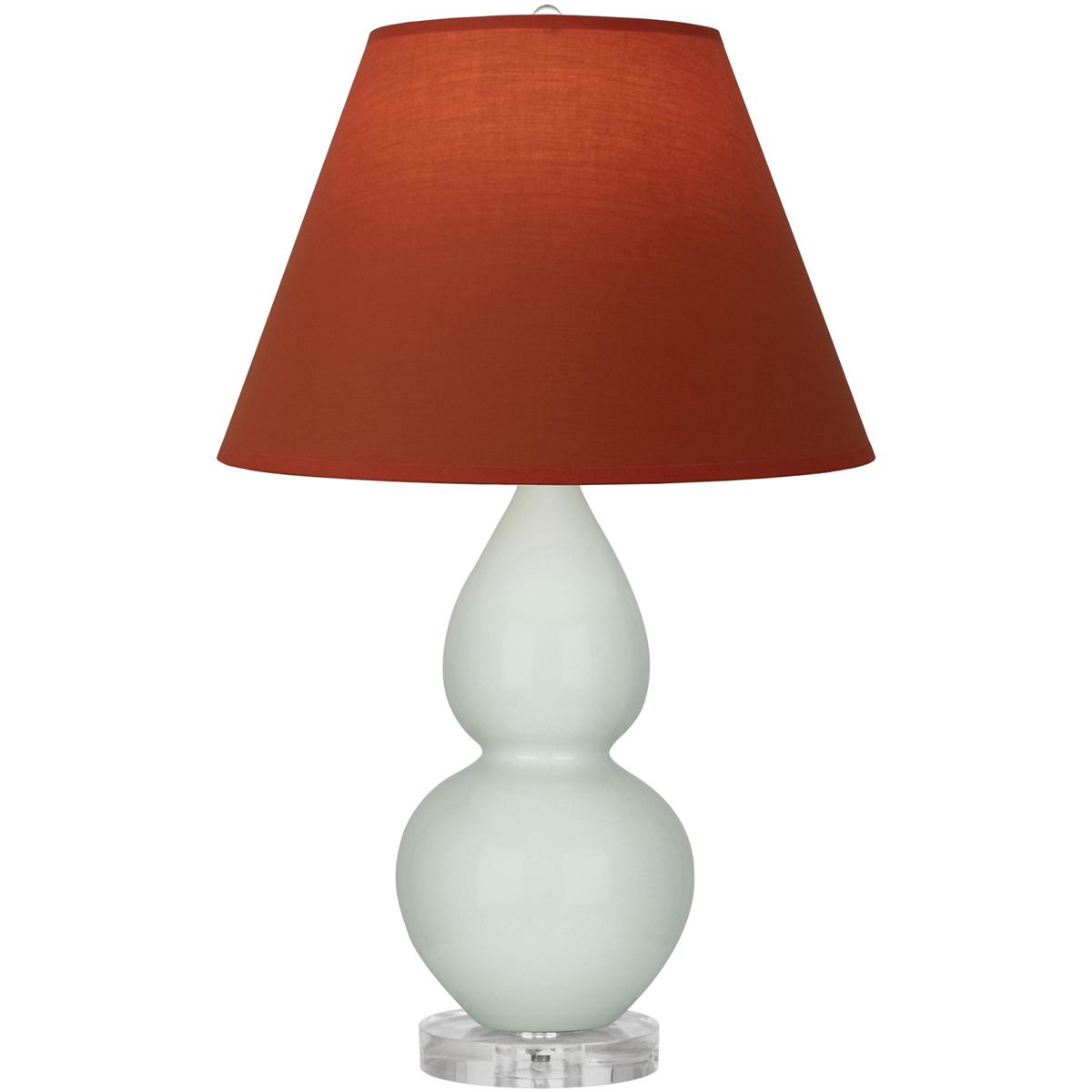 Robert Abbey A788T Small Double Gourd 22 inch 150 watt Celadon Glazed Ceramic with Lucite Base Accent Lamp Portable Light in Tangerine with Taupe
