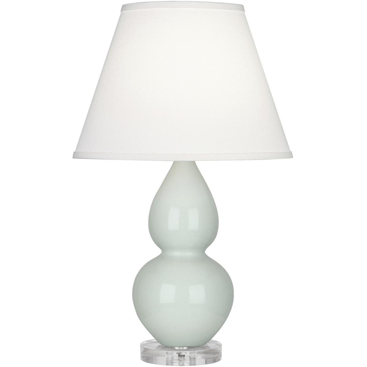 Robert Abbey A788X Small Double Gourd 22 inch 150 watt Celadon Glazed Ceramic with Lucite Base Accent Lamp Portable Light in Pearl Dupioni