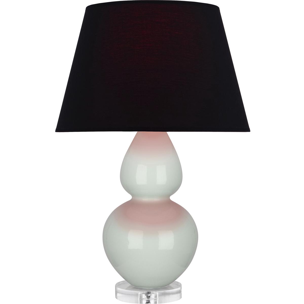 Robert Abbey A791K Double Gourd 30 inch 150 watt Celadon Glazed Ceramic with Lucite Base Table Lamp Portable Light in Ink Black with Rose Red