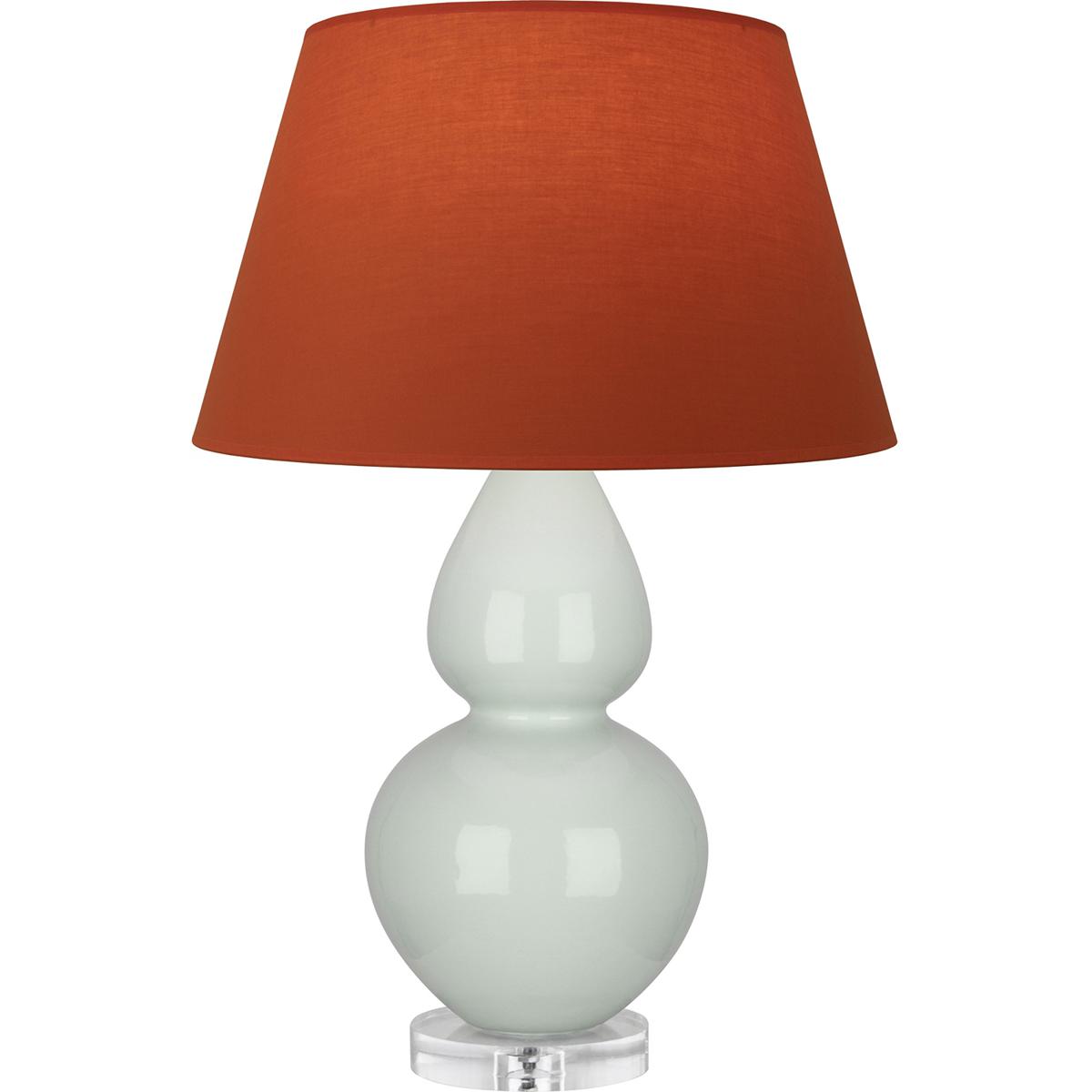 Robert Abbey A791T Double Gourd 30 inch 150 watt Celadon Glazed Ceramic with Lucite Base Table Lamp Portable Light in Tangerine with Taupe