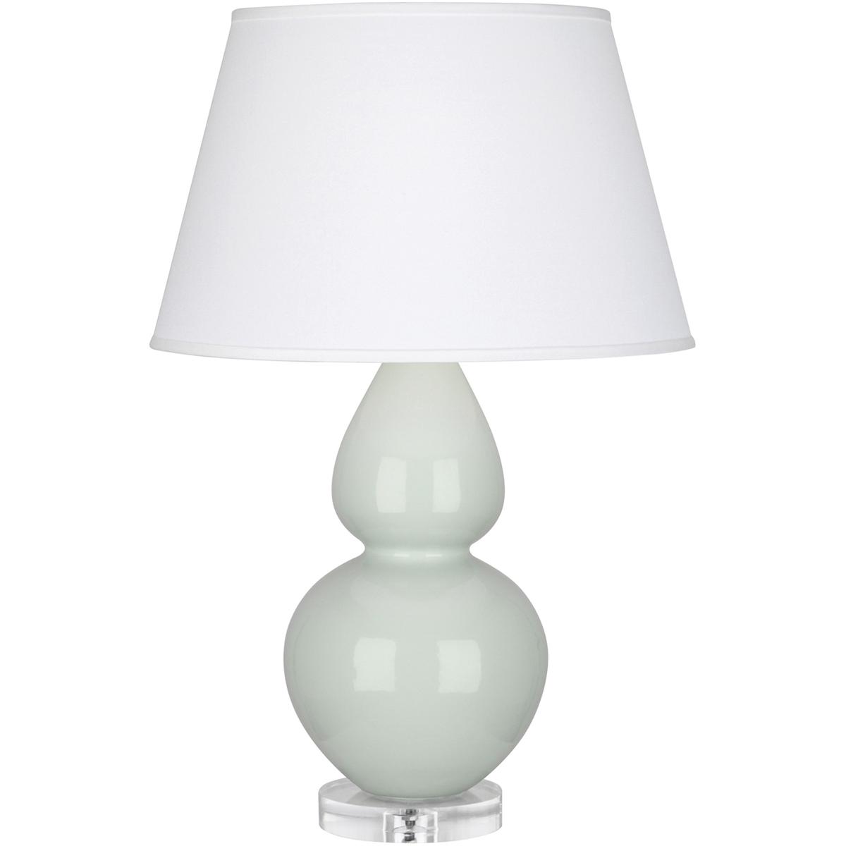 Robert Abbey A791X Double Gourd 30 inch 150 watt Celadon Glazed Ceramic with Lucite Base Table Lamp Portable Light in Pearl Dupioni