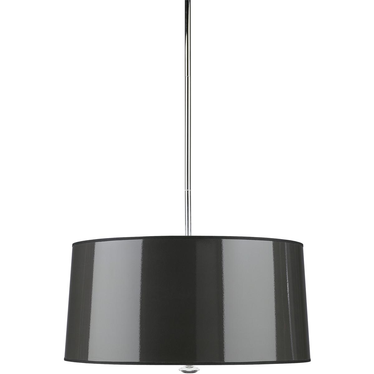 Robert Abbey B808 Penelope 3 Light 13.25 inch Polished Nickel Pendant Ceiling Light in Black Ceramik With Silver Mylar