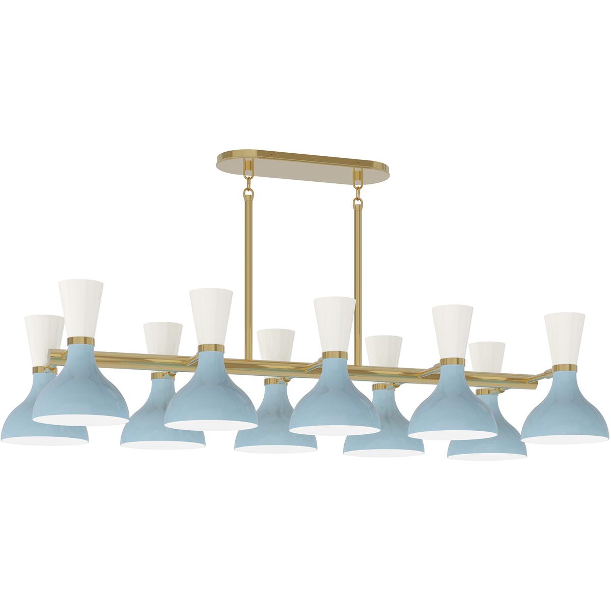 Robert Abbey BB20LY Clare 10 Light 45.75 inch Modern Brass Chandelier Ceiling Light in Baby Blue and Lily