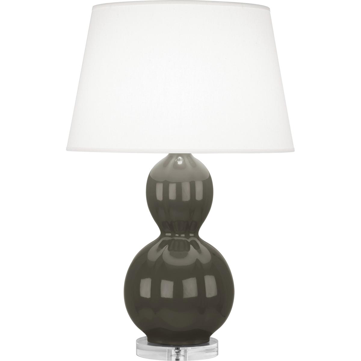 CG997 Williamsburg Randolph Table Lamp, Gray Taupe Glazed Ceramic with Lucite Base - 30.63 x 10.25 in.