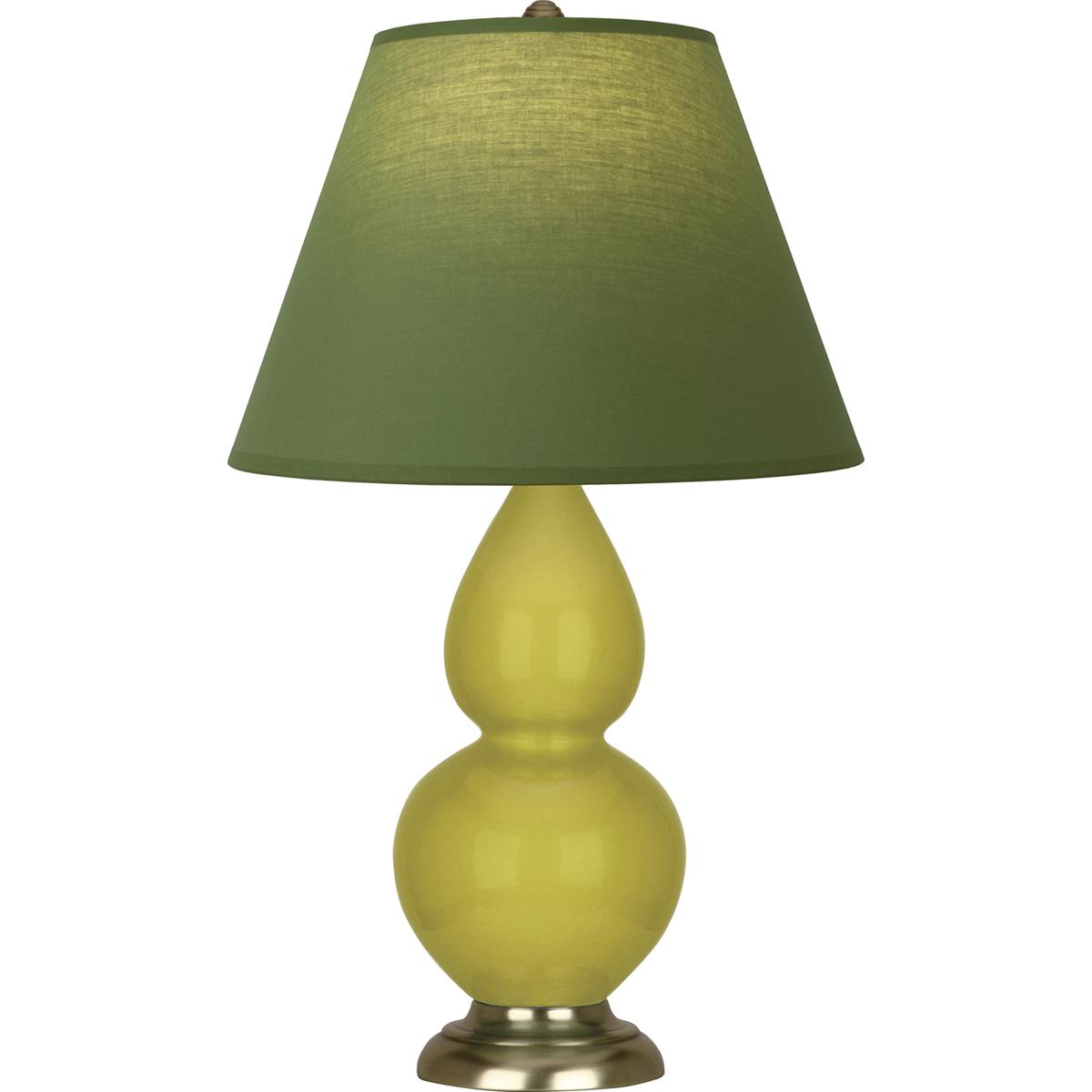 Robert Abbey CI10G Small Double Gourd 22.75 inch 150 watt Citron Glazed Ceramic with Antique Brass Accent Lamp Portable Light in Tea Green with Taupe