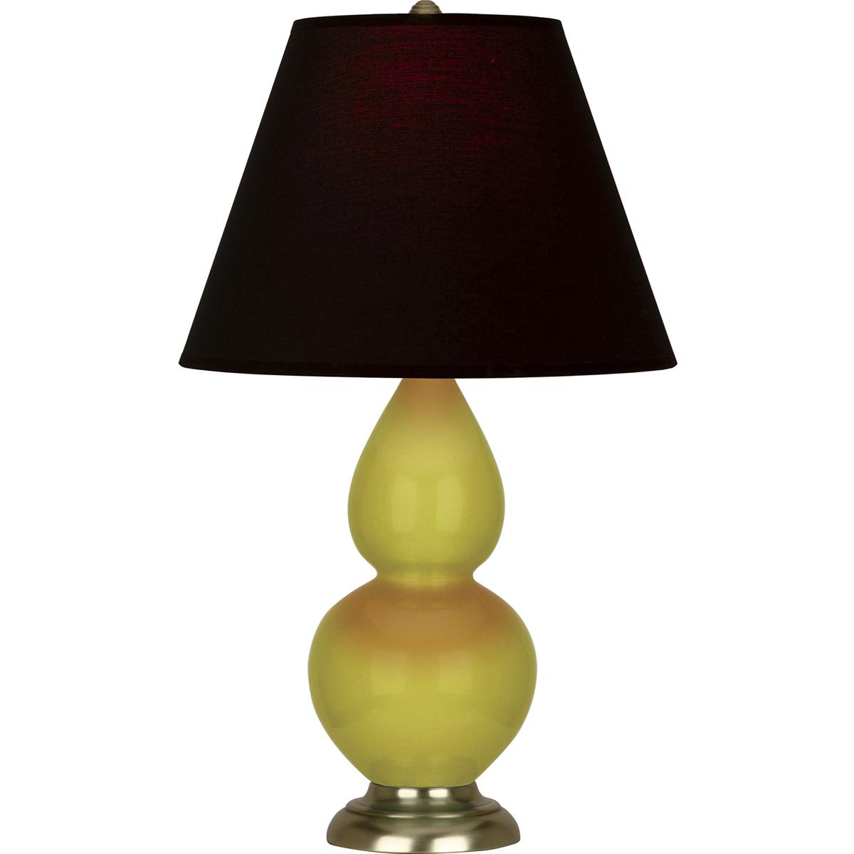 Robert Abbey CI10K Small Double Gourd 22.75 inch 150 watt Citron Glazed Ceramic with Antique Brass Accent Lamp Portable Light in Ink Black with Rose R