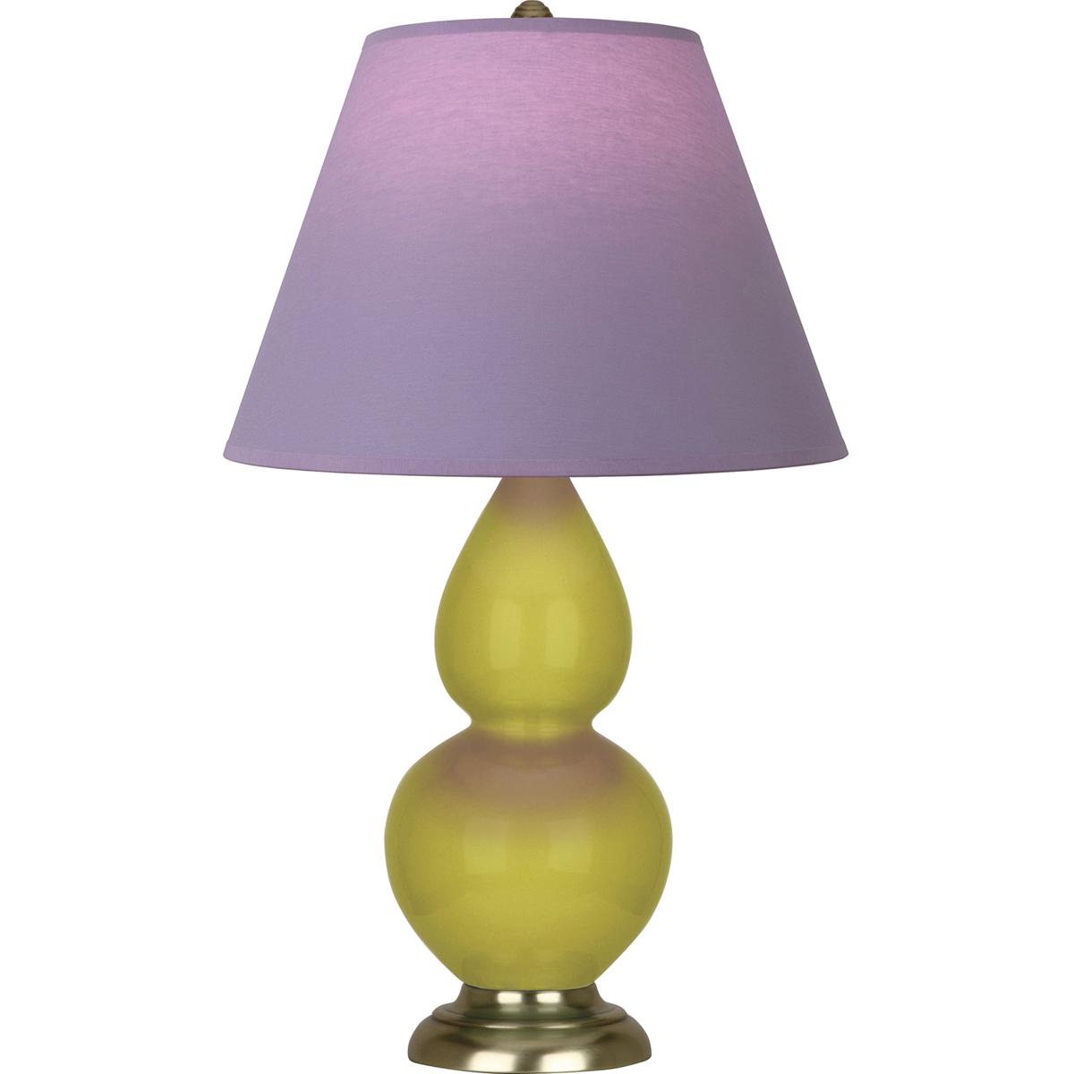Robert Abbey CI10L Small Double Gourd 22.75 inch 150 watt Citron Glazed Ceramic with Antique Brass Accent Lamp Portable Light in Lavender with Plum