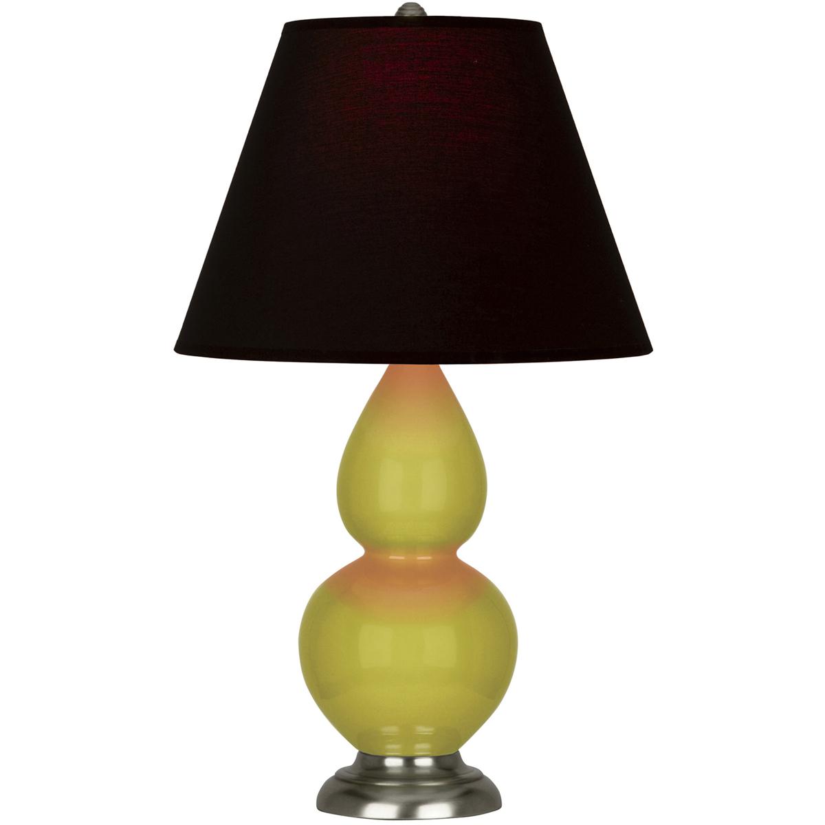 Robert Abbey CI12K Small Double Gourd 22.75 inch 150 watt Citron Glazed Ceramic with Antique Silver Accent Lamp Portable Light in Ink Black with Rose