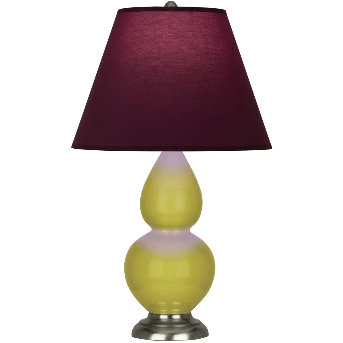 Robert Abbey CI12P Small Double Gourd 22.75 inch 150 watt Citron Glazed Ceramic with Antique Silver Accent Lamp Portable Light in Plum with Lavender