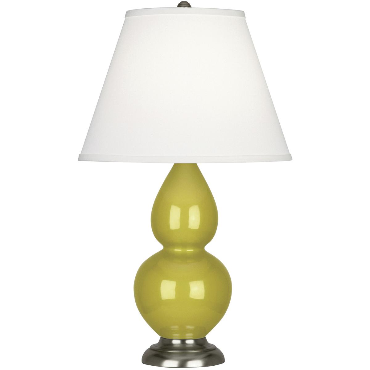 Robert Abbey CI12X Small Double Gourd 22.75 inch 150 watt Citron Glazed Ceramic with Antique Silver Accent Lamp Portable Light in Pearl Dupioni